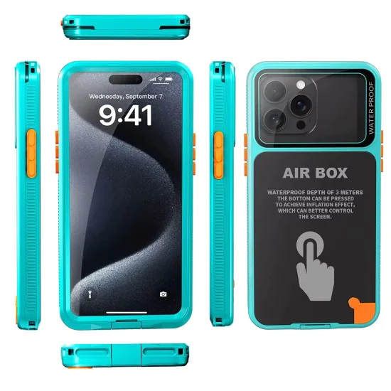 Калъф за iPhone 12 Pro Max/13 Pro Max/14 Pro Max/ 15 Pro Max/16 Pro Max/15+/16+ - ShellBox - AirBox Водоустойчив IP68 (6.7 инча) - Син