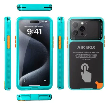 Калъф за iPhone 12/12 Pro/13/13 Pro/14/14 pro/15/15 Pro/16 - ShellBox - AirBox Водоустойчив IP68 калъф (6.1 инча) - Син