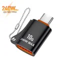 Techsuit - Премиум OTG адаптер HyperPort (A1) - USB 3.0 женски към Type-C мъжки, 10Gbps, 240W, алуминиева сплав - черен / оранжев