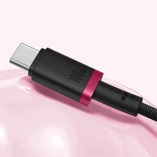 Baseus - Кабел за данни Dura Series (P10377803U03-01) - за MacBook, бързо зареждане, Type-C, PD 240W, 480Mbps, 1m - Червен / Черен