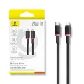 Baseus - Кабел за данни Dura Series (P10377803U03-01) - за MacBook, бързо зареждане, Type-C, PD 240W, 480Mbps, 1m - Червен / Черен