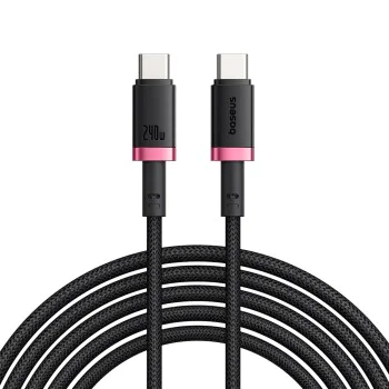 Baseus - Кабел за данни Dura Series (P10377803U03-01) - за MacBook, бързо зареждане, Type-C, PD 240W, 480Mbps, 1m - Червен / Черен