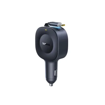 Baseus - Зарядно за кола PrimeTrip VR2 (C0206400) - с прибиращ се кабел, 2 x Type-C, 30W - Черно