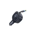 Baseus - Зарядно за кола PrimeTrip VR2 (C0206400) - с прибиращ се кабел, 2 x Type-C, 30W - Черно