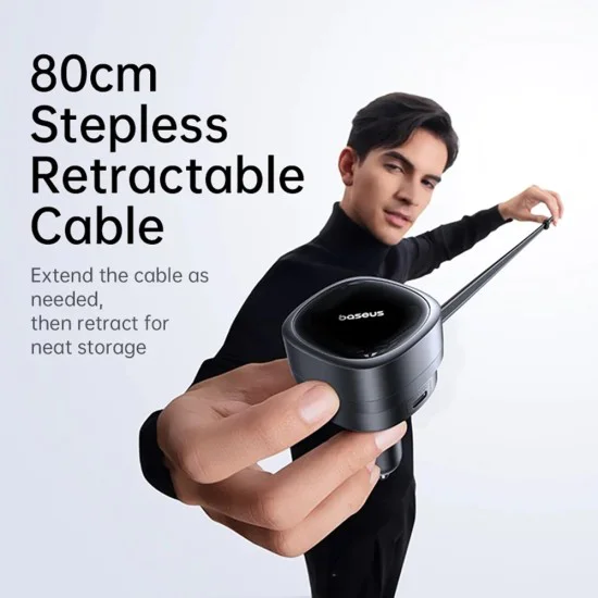 Baseus - Зарядно за кола PrimeTrip VR1 (C00069001121-00) - с прибиращ се кабел, 2 x Type-C, USB, 60W - Черно