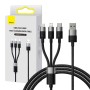 Baseus - Кабел за данни (P10319900111-01) - USB към Type-C, Lightning, Micro-USB, 100W, 1.5 м - Черен