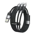 Baseus - Кабел за данни (P10319900111-01) - USB към Type-C, Lightning, Micro-USB, 100W, 1.5 м - Черен