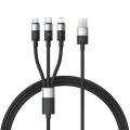 Baseus - Кабел за данни (P10319900111-01) - USB към Type-C, Lightning, Micro-USB, 100W, 1.5 м - Черен