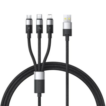 Baseus - Кабел за данни (P10319900111-01) - USB към Type-C, Lightning, Micro-USB, 100W, 1.5 м - Черен