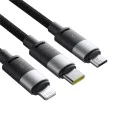 Baseus - Кабел за данни (P10319900111-01) - USB към Type-C, Lightning, Micro-USB, 100W, 1.5 м - Черен
