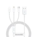 Baseus - Кабел за данни Superior Series (P10320105221-00) - USB към Type-C, Micro-USB, Lightning, Бързо зареждане, 1 м - Звездно бял
