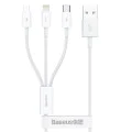 Baseus - Кабел за данни (P10320105221-01) - USB към Type-C, Lightning, Micro-USB, 3.5A, 0.5 м - Бял