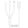 Baseus - Кабел за данни (P10320105221-01) - USB към Type-C, Lightning, Micro-USB, 3.5A, 0.5 м - Бял