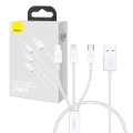 Baseus - Кабел за данни (P10320105221-01) - USB към Type-C, Lightning, Micro-USB, 3.5A, 0.5 м - Бял