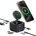 Baseus - Докинг станция MagPro Series II (B00072900121-00) - Магнитна, USB, USB-C, HDMI, SD, 100W, 10Gbps, Qi2 15W - Черна