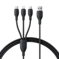Baseus - Ултрабърз кабел за данни (P10376303121-00) - Бързо зареждане, USB към Micro-USB, Lightning, USB-C, 3.5A, 1.3 м - Черен