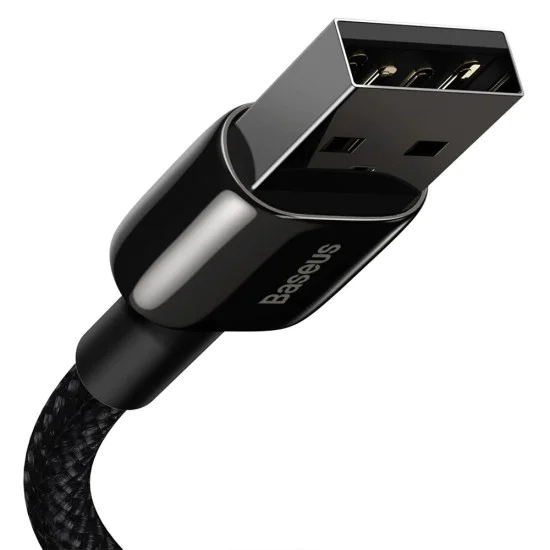 Baseus - Кабел за данни Tungsten Gold (CALWJ-A01) - USB-A към Lightning, 2.4A, 480Mbps, 20W, 2m - Черен