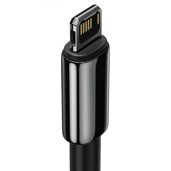 Baseus - Кабел за данни Tungsten Gold (CALWJ-A01) - USB-A към Lightning, 2.4A, 480Mbps, 20W, 2m - Черен