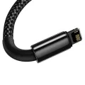 Baseus - Кабел за данни Tungsten Gold (CALWJ-A01) - USB-A към Lightning, 2.4A, 480Mbps, 20W, 2m - Черен