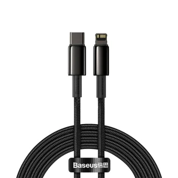 Baseus - Кабел за данни Tungsten Gold (CATLWJ-01) - Type-C към Lightning, 20W, 1 м - Черен