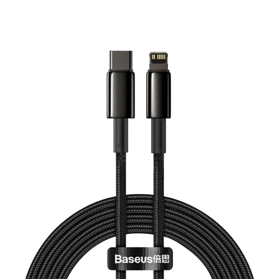 Baseus - Кабел за данни Tungsten Gold (CATLWJ-01) - Type-C към Lightning, 20W, 1 м - Черен