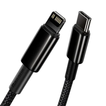 Baseus - Кабел за данни Tungsten Gold (CATLWJ-01) - Type-C към Lightning, 20W, 1 м - Черен