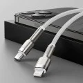 Baseus - Кабел за данни Cafule Series Metal (CATLJK-A02) - Type-C към Lightning, Бързо зареждане, 20W, 480Mbps, 1m - Бял