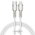Baseus - Кабел за данни Cafule Series Metal (CATLJK-A02) - Type-C към Lightning, Бързо зареждане, 20W, 480Mbps, 1m - Бял