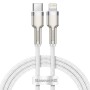 Baseus - Кабел за данни Cafule Series Metal (CATLJK-A02) - Type-C към Lightning, Бързо зареждане, 20W, 480Mbps, 1m - Бял