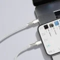 Baseus - Кабел за данни Cafule Series Metal (CATLJK-A02) - Type-C към Lightning, Бързо зареждане, 20W, 480Mbps, 1m - Бял
