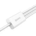 Baseus - Кабел за данни Superior Series (CAMLTYS-02) - USB към Type-C, Micro-USB, Lightning, Бързо зареждане 3.5A, 20W, 1.2 м - Бял
