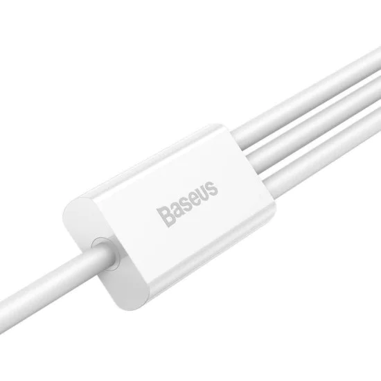 Baseus - Кабел за данни Superior Series (CAMLTYS-02) - USB към Type-C, Micro-USB, Lightning, Бързо зареждане 3.5A, 20W, 1.2 м - Бял