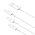 Baseus - Кабел за данни Superior Series (CAMLTYS-02) - USB към Type-C, Micro-USB, Lightning, Бързо зареждане 3.5A, 20W, 1.2 м - Бял