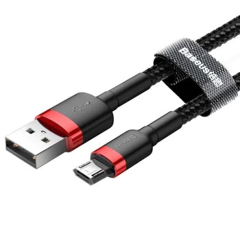 Baseus - Кабел за данни Cafule (CAMKLF-B91) - USB към Micro-USB, 2.4A, 1m - Червен и Черен