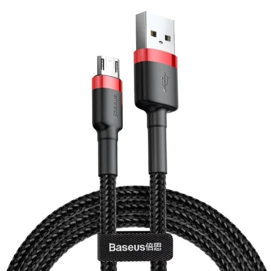Baseus - Кабел за данни Cafule (CAMKLF-B91) - USB към Micro-USB, 2.4A, 1m - Червен и Черен