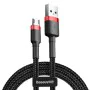 Baseus - Кабел за данни Cafule (CAMKLF-B91) - USB към Micro-USB, 2.4A, 1m - Червен и Черен