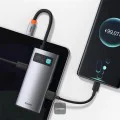 Baseus - Докинг станция Metal Glam (CAHUB-CY0G) - Type-C към 2x USB, Type-C, HDMI, 4K@30 Hz, PD100W - Сив