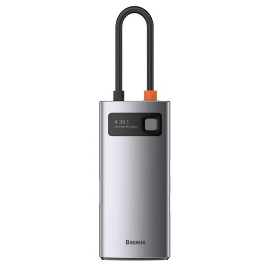 Baseus - Докинг станция Metal Glam (CAHUB-CY0G) - Type-C към 2x USB, Type-C, HDMI, 4K@30 Hz, PD100W - Сив