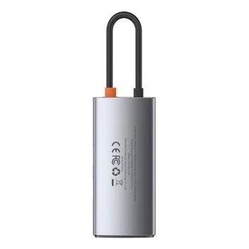 Baseus - Докинг станция Metal Glam (CAHUB-CY0G) - Type-C към 2x USB, Type-C, HDMI, 4K@30 Hz, PD100W - Сив