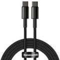 Baseus - Кабел за данни Tungsten Gold (CATWJ-A01) - Type-C към Type-C, Бързо зареждане, 100W, 2 м - Черен