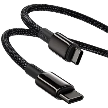 Baseus - Кабел за данни Tungsten Gold (CATWJ-01) - Type-C към Type-C, Бързо зареждане, 100W, 1 м - Черен