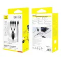 Baseus - Кабел за данни Flash Series 3 (P10377502111-00) - Бързо зареждане, USB-C към 2x USB-C, Lightning, 100W, 480Mbps, 1.5 м - Черен