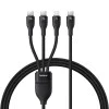 Baseus - Кабел за данни Flash Series 3 (P10377502111-00) - Бързо зареждане, USB-C към 2x USB-C, Lightning, 100W, 480Mbps, 1.5 м - Черен