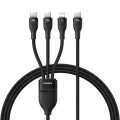 Baseus - Кабел за данни Flash Series 3 (P10377502111-00) - Бързо зареждане, USB-C към 2x USB-C, Lightning, 100W, 480Mbps, 1.5 м - Черен