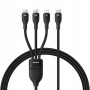 Baseus - Кабел за данни Flash Series 3 (P10377502111-00) - Бързо зареждане, USB-C към 2x USB-C, Lightning, 100W, 480Mbps, 1.5 м - Черен