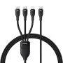Baseus - Кабел за данни Flash Series 3 (P10377502111-00) - Бързо зареждане, USB-C към 2x USB-C, Lightning, 100W, 480Mbps, 1.5 м - Черен