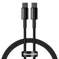 Baseus - Кабел за данни Tungsten Gold (CATWJ-01) - Type-C към Type-C, Бързо зареждане, 100W, 1 м - Черен