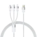 Baseus - Кабел за данни StarSpeed ​​(P10319900211-00) - Бързо зареждане, USB към Micro-USB, Type-C, Lightning, 100W, 1.5 м - Бял