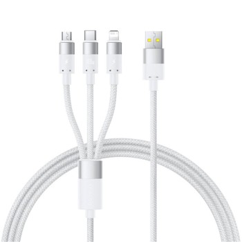 Baseus - Кабел за данни StarSpeed ​​(P10319900211-00) - Бързо зареждане, USB към Micro-USB, Type-C, Lightning, 100W, 1.5 м - Бял