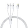 Baseus - Кабел за данни StarSpeed ​​(P10319900211-00) - Бързо зареждане, USB към Micro-USB, Type-C, Lightning, 100W, 1.5 м - Бял